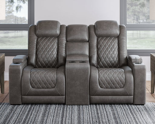 HyllMont Power Reclining Loveseat with Console - Tallahassee Discount Furniture (FL)