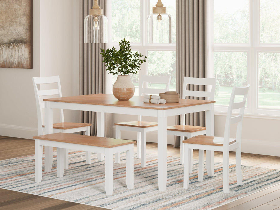 Gesthaven Dining Table with 4 Chairs and Bench (Set of 6)